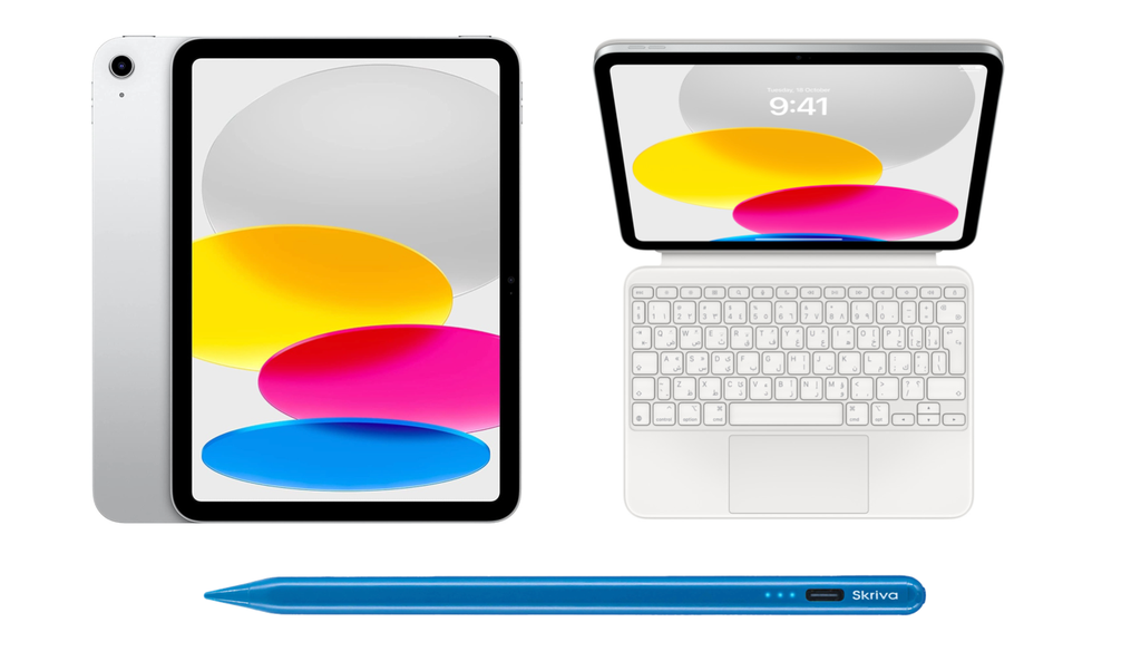 iPad 11th Gen 2025 A16 256GB/Wi-Fi + Magic Keyboard for A16 + Skriva Stylus (Silver)