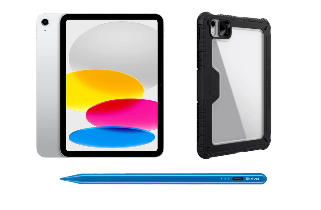 iPad 11th Gen 2025 A16 256GB/Wi-Fi + SlimBook Case for A16 + Skriva Stylus (Silver)