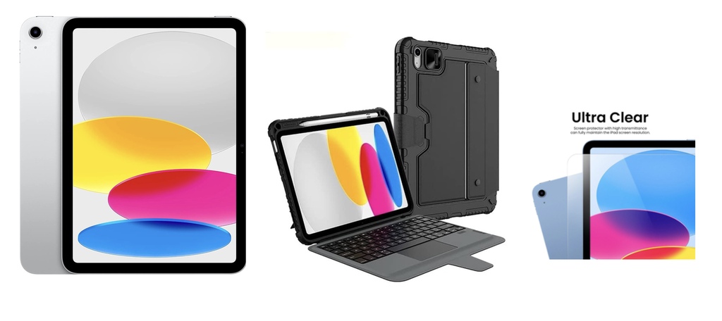 iPad 11th Gen 2025 A16 256GB/Wi-Fi + Bluetooth Keyboard Case with Trackpad + Screen Protector